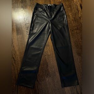 J. Crew Factory Black Faux Leather Straight Leg Pants
